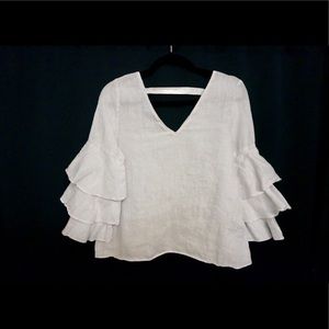 Zara white ruffled too long sleeve